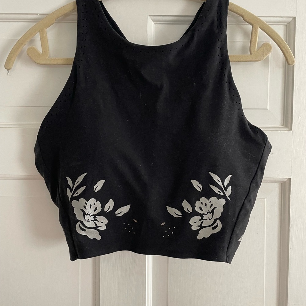 Athleta Black Floral Women's Cropped Tank
